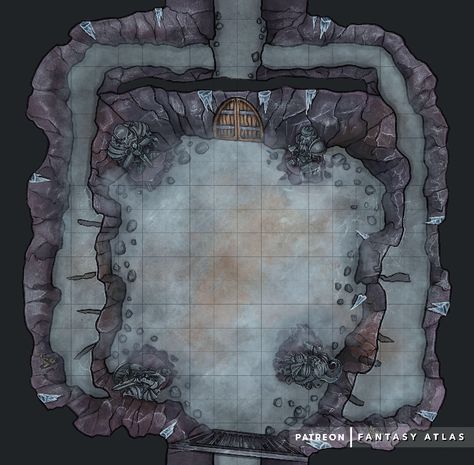 An Underground Pit Battlemap for your sessions. You can get the image by clicking on it. #dndmap #battlemap Locked Door, Pathfinder Maps, Isometric Map, Dnd Inspiration, Map Layout, Dnd World Map, Dungeons And Dragons Art, Tabletop Rpg Maps, Rpg Map