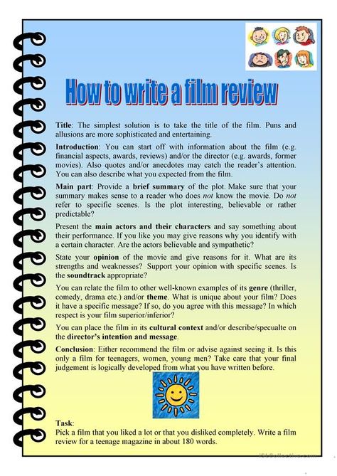 how to write a film review - English ESL Worksheets for distance learning and physical classrooms 1000 Word Essay, Essay Writing Examples, Writing Support, Best Writing, Review Essay, Best Essay Writing Service, Critical Essay, Essay Writing Skills, Admissions Essay