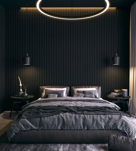 Black Interior Bedroom, Bedroom Inspirations For Small Rooms, Double Bed Designs, Black Bedroom Design, Black Bedroom Decor, Bedroom Minimalist, Modern Luxury Bedroom, Luxury Bedroom Design, Bed Design Modern