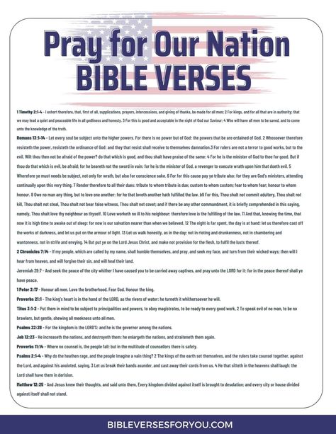 How to Pray for Our Nation Daily - Bible Verses for You Pray For Our Nation, Prayer For Our Nation America, Constitution Day, Bible Passages, Pray For Us, Gods Plan, Daily Bible Verse, God Bless America, Praise God