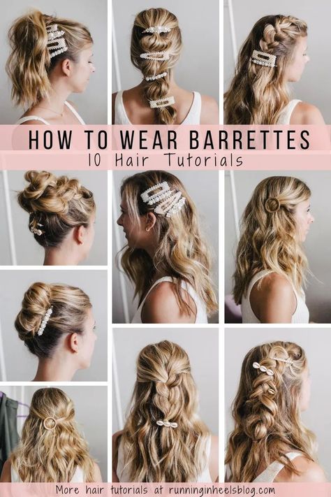 How to Wear Barrettes in Long Hair: 10 Cute Ideas, hair tutorial featured by top Dallas beauty blogger, Running in Heels. Cute Barrette Hairstyles, How To Wear Barrettes, Barettes Hairstyles, Hair Barrettes Hairstyles, Claw Clips Hairstyles, Hairstyles With Barrettes, Barrette Hairstyles, Clips Hairstyles, Running In Heels