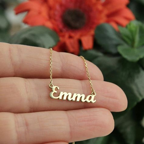 Personalized Necklace,Dainty Necklace,Name Necklace Custom Gold Name Necklace will be handmade with the name you want. I hope this elegant but stylish name necklace is also a great personalized Birthday Gift and Bridesmaid Gift name necklace is made of 925 sterling silver necklace Dainty Diamond Necklace, Crown Necklace, Name Necklaces, Cary Nc, Gold Name Necklace, Initial Necklace Gold, Name Jewelry, Custom Name Necklace, Birthday Jewelry Gift