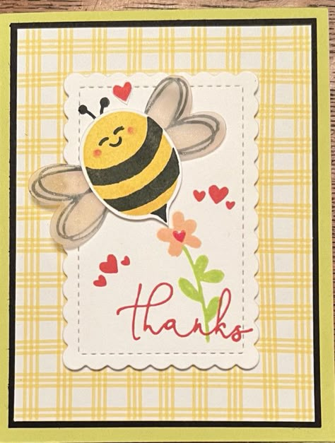 Stampin Up Bee Mine Cards, Stampin Up Bee Mine, Bee Mine Stampin Up Cards, Creative Thank You Cards, Bee My Valentine Stampin Up Cards, Stampin Up Thank You Cards, Saleabration 2024, Bee Stationary, Bee Valentines Cards