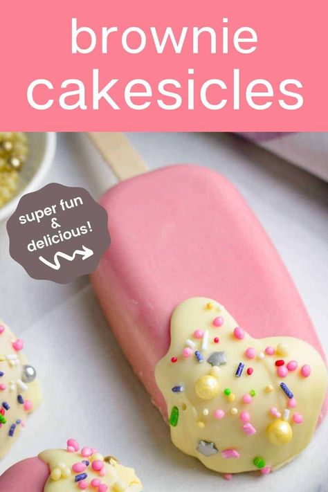 How To Display Cakesicles, Cheesecake Cakesicles Recipe, Cakesicle Filling Ideas, Cake Popcicles Recipes, Funfetti Cakesicles, Cakecicles Recipes, Cakescicles Recipes, Cake Sickles Ideas, Brownie Cakesicles