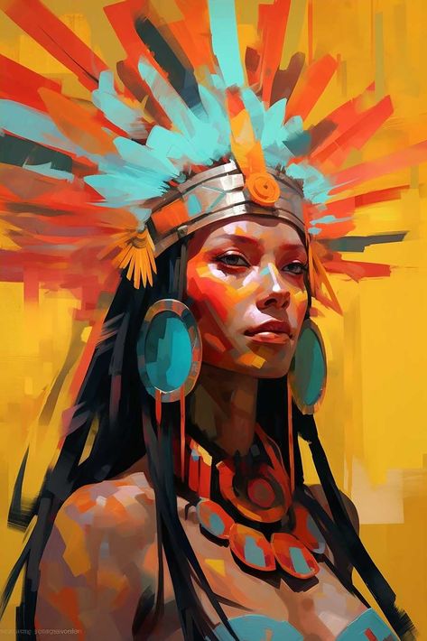 Native Woman Character Design, Native American Woman Character Design, Native American Concept Art, Native American Portraits Paintings, Native American Headdress Painting, Native American Paintings, Illustration Techniques, African Art Paintings, Figure Sketching