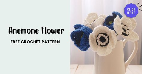 crochet Anemone Flower free pattern Flower Crochet Pattern Free, Flower Crochet Free, Flower Crochet Pattern, Anemone Flower, Flower Crochet, Crochet Free, 2020 Design, Pattern Free, Anemone