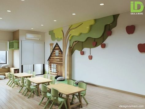 Kindergarten Design Concept, School Lobby Design, Preschool Interior Design, Classroom Interior Design, Kindergarten Interior Design, Child Care Center Design, Kids Ministry Rooms, School Reception, Indoor Playground Design