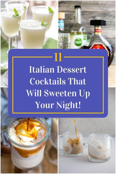 Collage of 4 italian dessert cocktails. Tiramisu Cocktail Recipe, Dessert Cocktails, Italian Cocktails, Alcoholic Desserts, The Best Dessert, Sweet Cocktails, Italian Dessert, Cocktail Desserts, Creamy Desserts