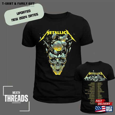 Metallica Tour T-Shirt 2024 New Dates Added Sweatshirt Unisex Check more at https://tshirtfamilygift.com/product/metallica-tour-t-shirt-2024-new-dates-added-sweatshirt-unisex/ Metallica Tour, I Amsterdam, Tour T Shirts, Family Shirts, Metallica, Dates, Sweatshirts, Music, T Shirt