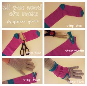 DIY Glamor Gloves for the early winter Make Gloves From Socks, Diy Gloves From Socks, Sock Gloves Diy, How To Make Arm Warmers Out Of Socks, How To Make Gloves, Glamour Gloves, 80s Costumes, Diy Hand Warmers, Socks Diy