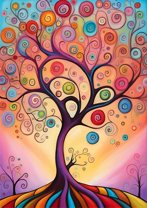 Tree Of Life Art Painting Ideas, Tree Of Life Art Painting, Folk Art Tree Of Life, Tree Of Life Pictures, Circle Quilt Patterns, Tree Of Life Painting, Yoga Facts, Hundertwasser Art, Tree Of Life Art