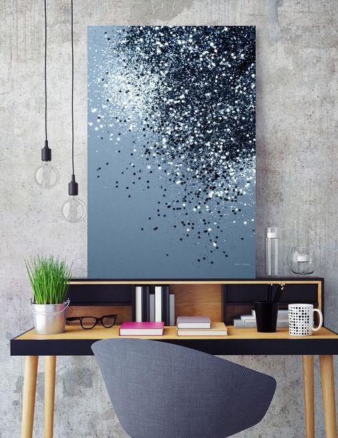 Diy Canvas Art Easy, Glitter Wall Art, Diy Wand, Canvas For Beginners, Glitter Wall, Glitter Canvas, Glitter Art, Simple Acrylic Paintings, Diy Canvas Art