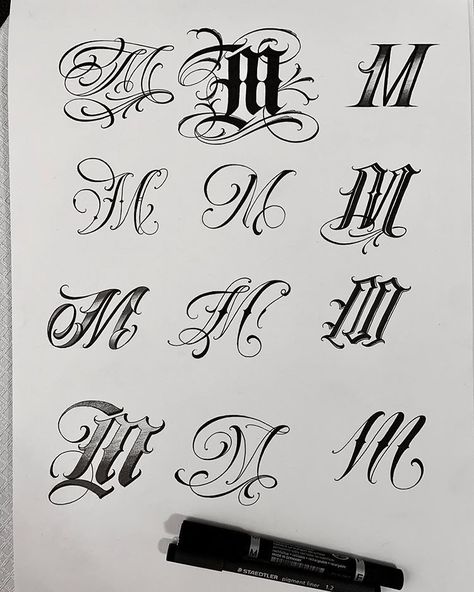 Instagram Letters, Chicano Tattoos Lettering, M Tattoo, Tattoo Letters, Tattoo Lettering Alphabet, A And M, Tattoo Fonts Alphabet, Tattoo Fonts Cursive, Lettering Styles Alphabet