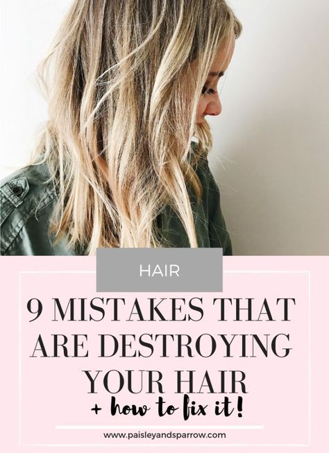 9 Mistakes That Are Destroying Your Hair and how to fix them! #hairtips #hair Elegant Braids, Tips For Healthy Hair, Using Dry Shampoo, Styling Wand, Volumizing Spray, Hair Mistakes, Flawless Makeup Application, Hair Turban, Radiate Confidence