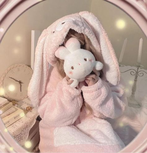 Sleepy Bunny, Pajamas, Size 2, Pink, White, Kawaii