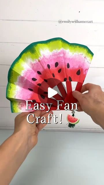 Emily Seilhamer on Instagram: "How to make a fan with napkins and decoupage!🍉 #diy #crafting #easycrafts #artsandcrafts #watermelon #howto" Watermelon Diy Crafts, Watermelon Fan, Watermelon Diy, Diy Napkins, Watermelon Birthday, Decoupage Diy, Summer Craft, Summer Crafts, A Fan