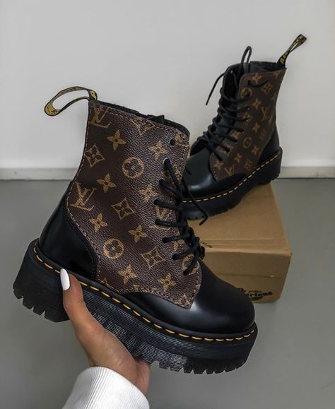 Beautiful Louis and doc collaboration #fashion #louisvuitton #docmartens #boots #shoes CUSTOM MADE Louis Vuitton Shoes Sneakers, Louis Vuitton Shoes Heels, Dior Sneakers, Dr Shoes, Luxury Designer Shoes, Heels Outfits, Louis Vuitton Boots, Louis Vuitton Shoes, Sneaker Heels