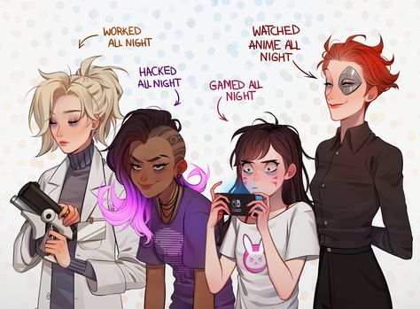 overwatch girls who are most likely to have bags/dark circles under the eyes | Overwatch | Know Your Meme Sombra Overwatch, Dark Circles Under The Eyes, Overwatch Funny, Overwatch Wallpapers, D.va Overwatch, Overwatch Memes, Overwatch Comic, Pink Floyd Dark Side, Overwatch Fan Art