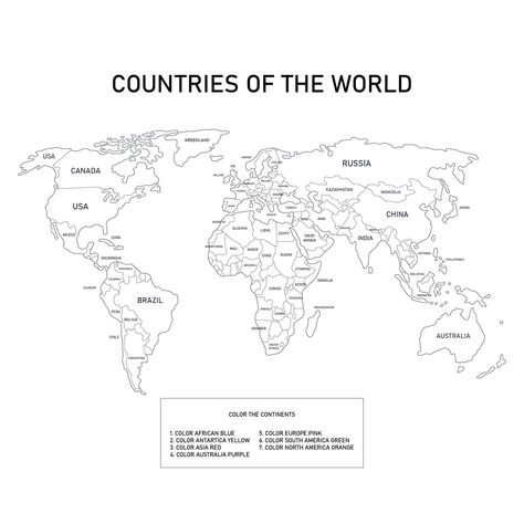 Maps Of The World, World Map Countries, Map Printable, Types Of Maps, Map Of World, The World Map, Map Coloring Pages, World Map Drawing, World Maps