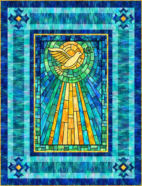 Dove Quilt Pattern, Stain Glass Quilt Pattern, Religious Quilt Patterns, Christian Quilt Patterns, Angel Quilt Patterns, Prayer Quilts Ideas, Prayer Quilt Patterns Free, Cross Quilt Pattern Free, Stained Glass Quilt Patterns Free