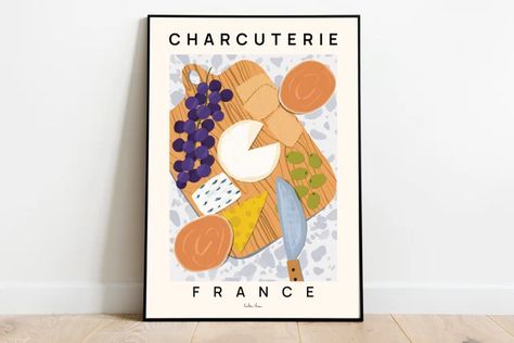 karliinaanna - Etsy Meat And Cheese Platter, Yes Chef, Cheese Platter, Room Prints, Kitchen And Dining Room, Meat And Cheese, Food Poster, French Food, Home Chef