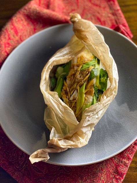 Andrea Nguyen's Ginger Halibut Parcels — Cooks Without Borders Papillote Recipes, Recipe For Fish, Grilled Trout, Rice Noodle Salad, Halibut Recipes, Recipe Generator, Baked Roast, Our Happy Place, Best Cookbooks