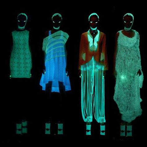 glow. Glow In The Dark Fashion, Radium Girls Aesthetic, Glow In The Dark Clothes, Videography Ideas, Glow Rock, Radium Girls, Light Clothes, Analog Horror, Trims Fashion