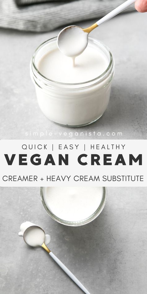 Dairy Free Heavy Cream, Vegan Heavy Cream, Vegan Coffee Creamer, Cream Substitute, Heavy Cream Substitute, Vegan Creamer, Vegan Substitutes, Dairy Desserts, Dairy Free Alternatives