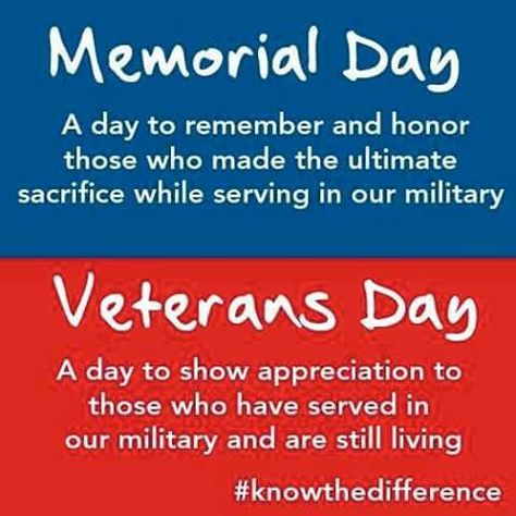 Memorial Day vs Veterans Day                                                                                                                                                                                 More Veterans Day Meme, Veterans Day Quotes, Memorial Day Quotes, American Holidays, Veteran’s Day, Veterans Memorial, Happy Memorial Day, Military Heroes, Patriotic Holidays