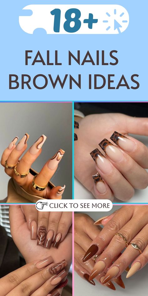 Discover sophisticated and cozy brown fall nail ideas to elevate your autumn style. Explore a range of rich chocolate and warm caramel hues that evoke the essence of the season. Embrace chic and trendy manicure designs that capture the beauty of fall at your fingertips. Elevate your look with these stylish and elegant options for a touch of warmth this season. Brown French Manicure Square, Fall Nail Inspiration Coffin, Creative Fall Nails, Thanksgiving Nail Ideas Acrylic, Square Nail Designs Fall, Baddie Fall Nails, Nail Inspiration Coffin, Fall Nails Brown, White Summer Nails