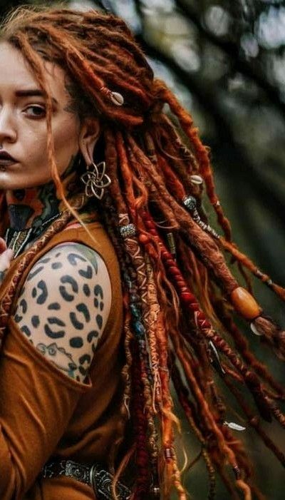 She had wickedly red dreads Short Hair With Partial Dreads, Dreads Red Hair, Red Hair Dreadlocks, Red Dred Locks, Red Hair Dreads, White People With Dreads, Dreads Jewelry, Dreds Locs, Dreads With Beads