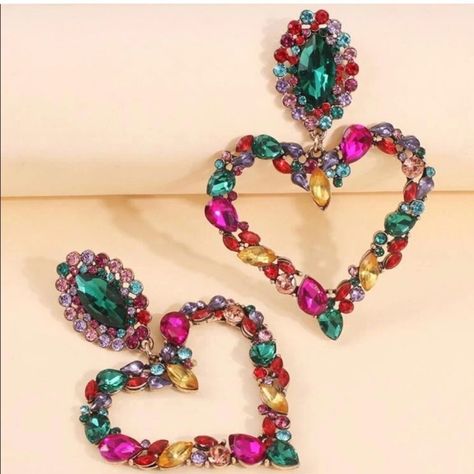 Heart Diamond Earrings, Party Kleidung, Mini Robes, Alloy Earrings, Crystal Dangle Earrings, Heart Drop Earrings, Rhinestone Heart, Heart Shape Pendant, Girls Earrings