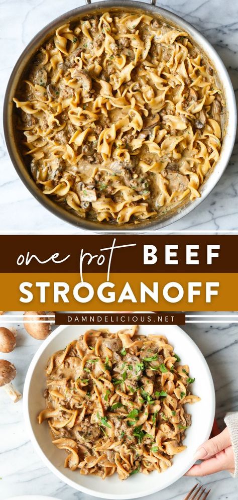 One Pot Beef Stroganoff, Beef Crockpot, Beef Stroganoff Recipe, Ground Beef Stroganoff, Low Carb Snack, One Pot Dinners, Potted Beef, Stroganoff Recipe, Easy One Pot Meals