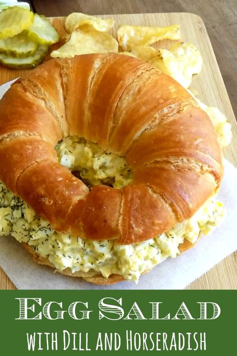 Egg Salad with Dill and Horseradish - My Homemade Roots Egg Salad With Dill, Bacon Egg Salad, Egg Salad Recipe Easy, Horseradish Recipes, Salad With Dill, Keto Egg Salad, Egg Salad Recipe Healthy, Deviled Egg Salad, Egg Salad Sandwich Recipe