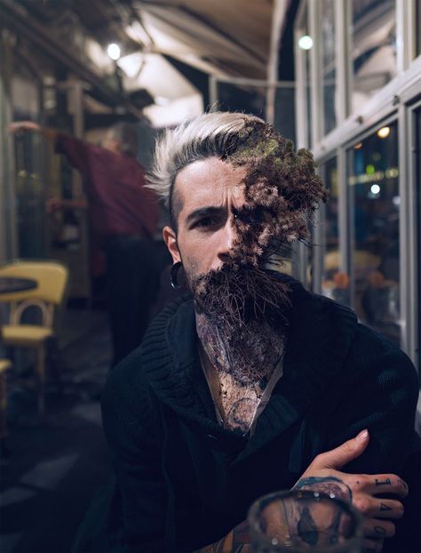 treebeard by cal redback 2 7 Surreal Portraits of Plants Taking Over Faces Montage Photo, Surrealism Photography, Photographs Of People, French Photographers, Creative Photos, Double Exposure, Magazine Art, Creative Photography, Photography Inspiration