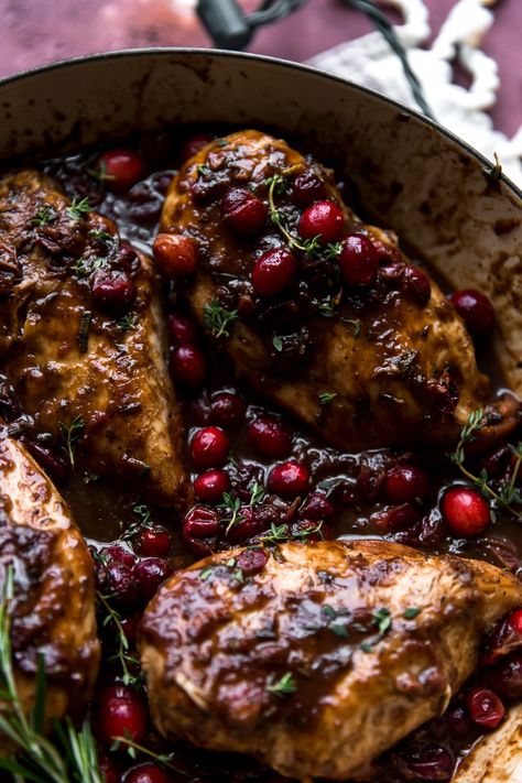 Cranberry Roasted Chicken, Chicken With Catalina Dressing And Cranberry Sauce, Chicken And Cranberry Sauce Recipes, Cranberry Balsamic Chicken, Winter Chicken Dishes, Fresh Cranberry Recipes Savory, Cranberry Glazed Chicken, Cranberry Recipes Dinner, Christmas Dinner Meat