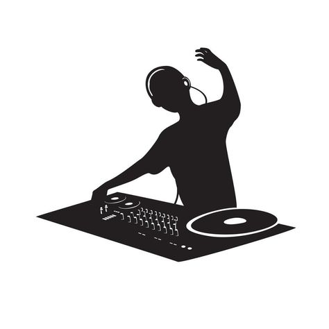 Disc Jockey silhouette design. entertainer man in party and club. nightlife sign and symbol. Disc Jockey, Wedding People, Heart Tree, Logo Banners, Cityscape Photos, Heart With Arrow, Marketing Design, Custom Illustration, Custom Branding