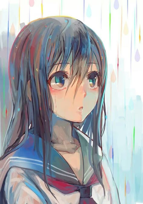 The many color make this unique and nice. Girl In Rain, Art Manga, Anime People, Yandere Simulator, I Love Anime, Drawing Tutorials, Awesome Anime, Anime Kawaii, Anime Artwork