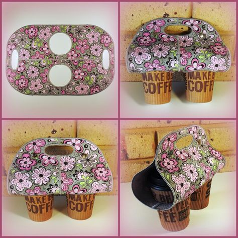 Coffee Cup Cradle Double | OregonPatchWorks Coffee Cup Carrier Pattern, Coffee Cup Carrier, Cup Carrier, Carrier Pattern, Wallet Sewing Pattern, Ith Designs, Machine Embroidery Projects, Craft Show Ideas, Cup Wrap