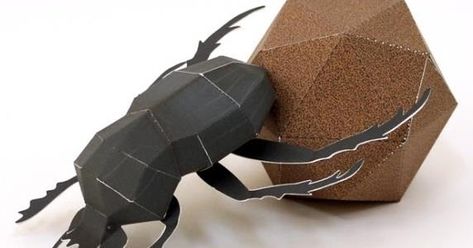 Free Original and Exclusive Paper Models and the Best, Rare and Unusual Free Papercrafts of All the World! Paper Craft Animals, Craft Animals, Dung Beetle, Insect Wall, Free Paper Models, 3d Paper Art, Paper Engineering, Origami 3d, Paper Toy