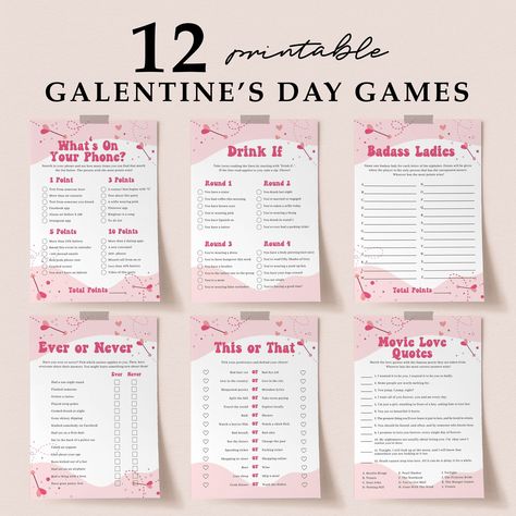 Galentines Party Printables, Galentines Party Games For Teens, Games To Play At Galentines Party, Galentines Board Game, Women’s Day Ideas, Galentines Brunch Games, Galentines Party Activity, Galentines Game Ideas Girls Night, Galentines Party Activities Games