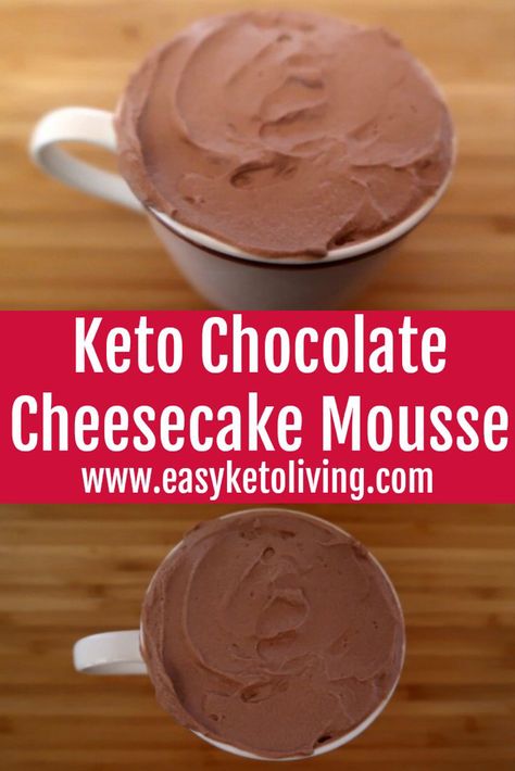 Chocolate Mousse With Cream Cheese Recipe - 4 Ingredient Keto Dessert Low Carb Keto Desserts, Keto Chocolate Mousse, Cream Cheese Recipe, Easy Chocolate Mousse, Easy Cheese Recipes, Desserts Keto, Cream Cheese Desserts, Postre Keto, Keto Cream