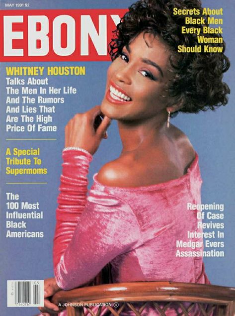 WHITNEY HOUSTON | EBONY MAGAZINE MAY,1991 COVER . PHOTOGRAPHED BY MONETA SLEET JR. Ebony Magazine Cover, Jet Magazine, Ebony Magazine, Essence Magazine, Black Magazine, Simpler Times, Vintage Black Glamour, Whitney Houston, Vintage Magazines