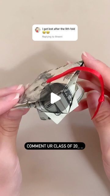 Valentina Balance on Instagram: "How to fold a grad cap with a single $ bill #graduation #giftideas" Oragami Money, Money Folding, Graduation Money Gifts, Folding Money, Folding Towels, Dollar Origami, Graduation Money, Dollar Bill Origami, Money Gifts