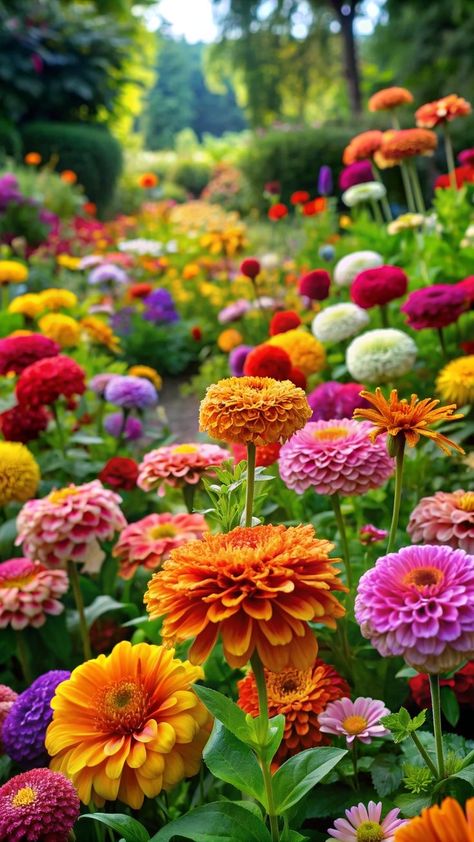 Yellow Plants, Zinnia Flowers, Beautiful Flowers Garden, Floral Image, Gorgeous Gardens, Flowers Garden, Colorful Garden, Flower Images, Flower Photos