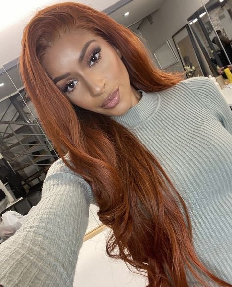 Ciara Red Hair, Kim Kardashian Red Hair, Strawberry Blonde Latina, Ginger And Copper Hair, Copper Hair Green Eyes, Ginger Hair On Brown Skin, Long Wavy Red Hair, Blond Hairstyles, Red Orange Hair