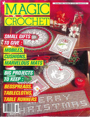 Ravelry: Magic Crochet, October 1989, #62 - patterns Magic Crochet, Crochet Vintage, Crochet Magazine, Knitting Books, Christmas Crochet Patterns, Crochet Books, Crochet Doily, Crochet Chart, Crochet Art