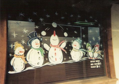 Snowman Window Painting, Painting Ideas Christmas, Christmas Window Decor Ideas, Window Decor Ideas, Christmas Window Decor, Christmas Window Painting, Window Mural, Christmas Windows, Christmas Window Display