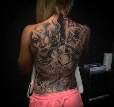 Full Back Tattoos Women, Womens Back Tattoos Large, Female Back Tattoos Full, Whole Back Tattoo Women, Full Back Tattoo Women, Gucci Tattoo, Forest Tattoo Sleeve, Wife Tattoo, Japanese Tattoo Symbols