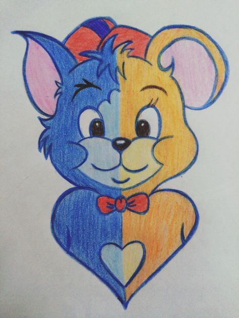 Tom And Jerry Painting Easy, Tom And Jerry Simple Drawing, Tom And Jerry Drawing, Painted Toms, Tom Y Jerry, Easy Doodle, T Shirt Painting, Doodle Coloring, Easy Doodle Art